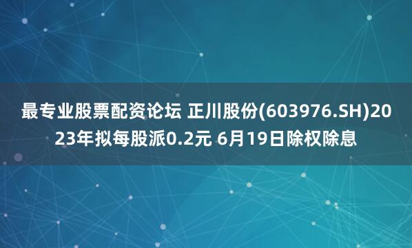 最专业股票配资论坛 正川股份(603976.SH)2023年拟每股派0.2元 6月19日除权除息